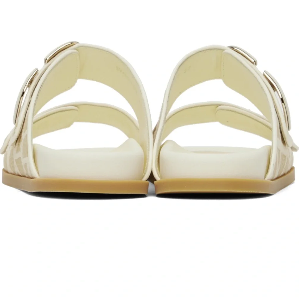 VALENTINO GARAVANI Off-White & Beige VLogo Toile Iconographe Sandals Size 39 - Picture 3 of 9